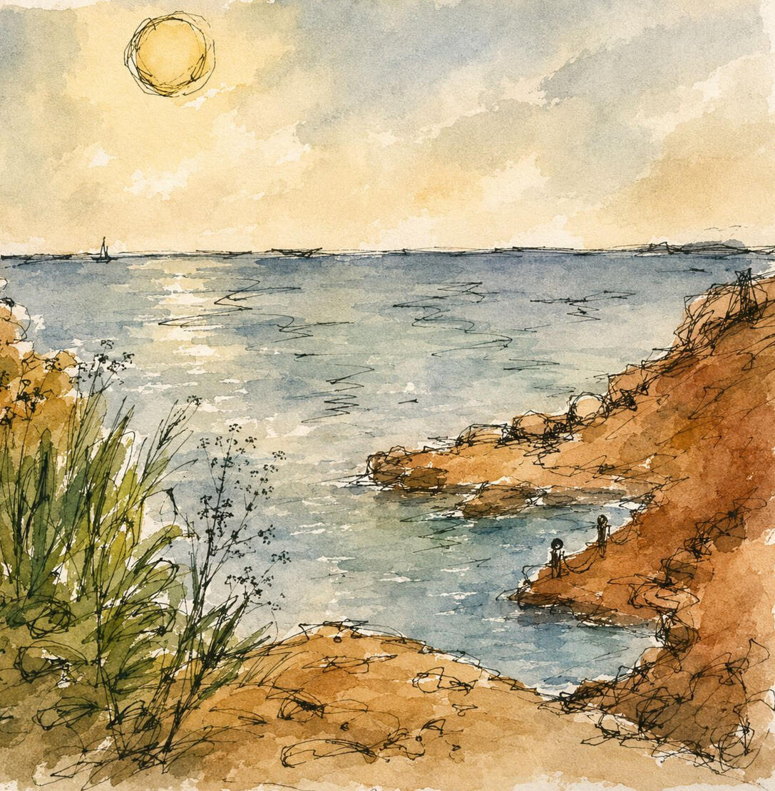 Golden light over the Mediterranean.